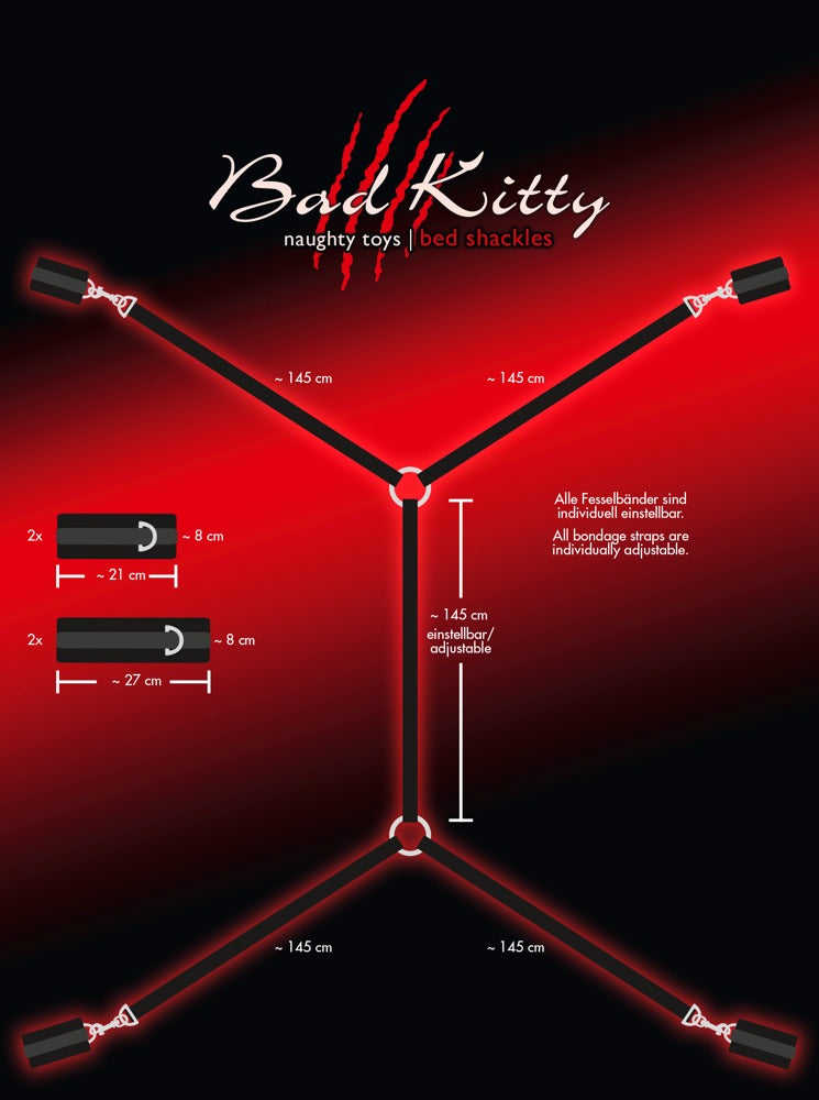 Bad Kitty - Bondage-Fesselset für das Bett mit Gurtkreuz