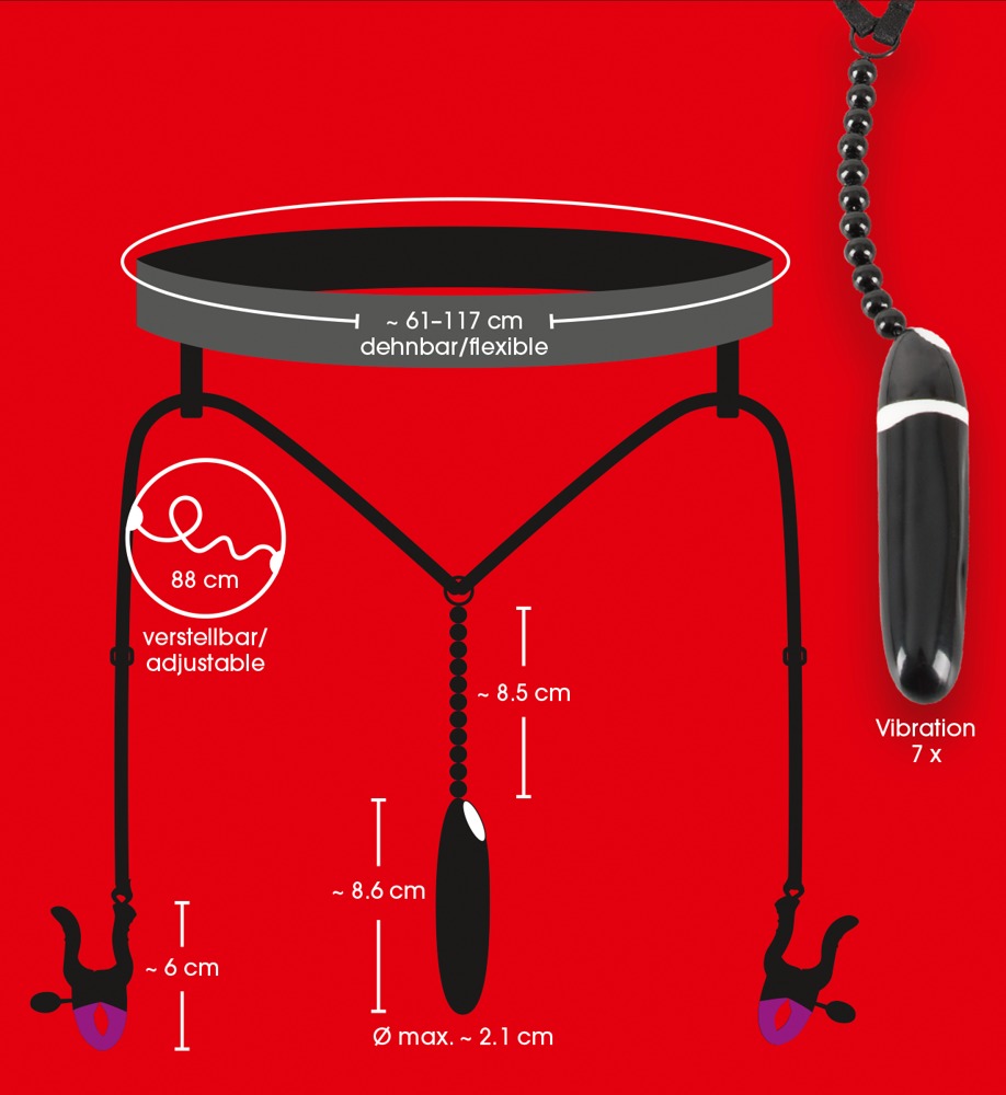 Bad Kitty - Stimulierender String mit Labienklemmen & Vibrator