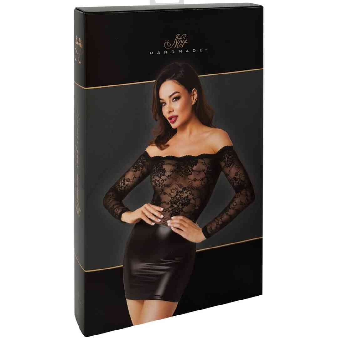 Schwarz Kleid Langarm-Minikleid