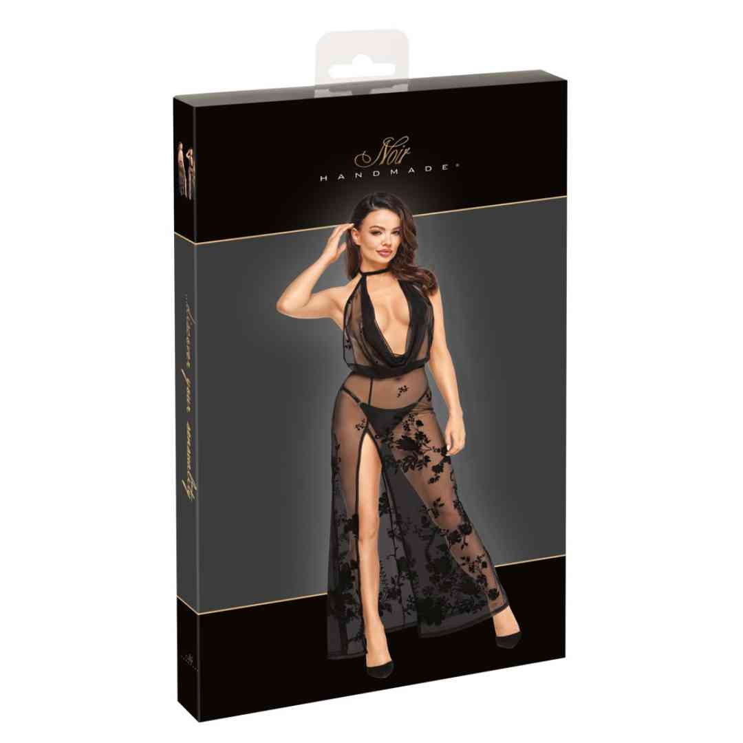 Langes Kleid in Feinnetz-Transparenz