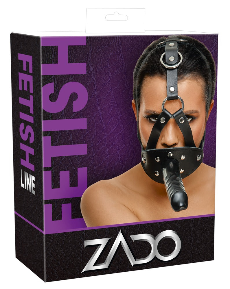 ZADO - Leder-Kopfgeschirr mit Dildo