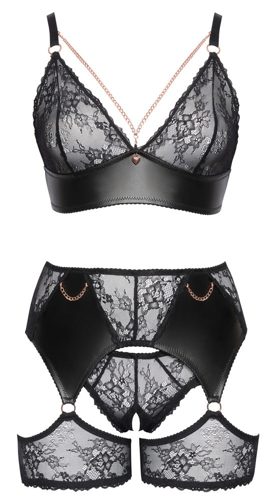 Cottelli - Spitzen-Set mit Soft-BH und Slip ouvert
