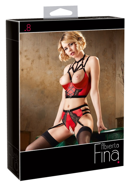 Abierta Fina - Hebe-Bustier mit Straps-Slip