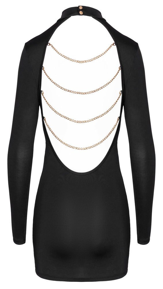 Enges tailliertes Langarm-Minikleid mit großem Rückenausschnitt