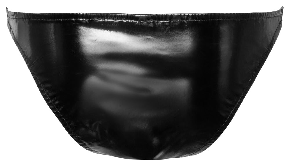 Black Level - Lackslip - Slip mit Streifen-Front und Zipper