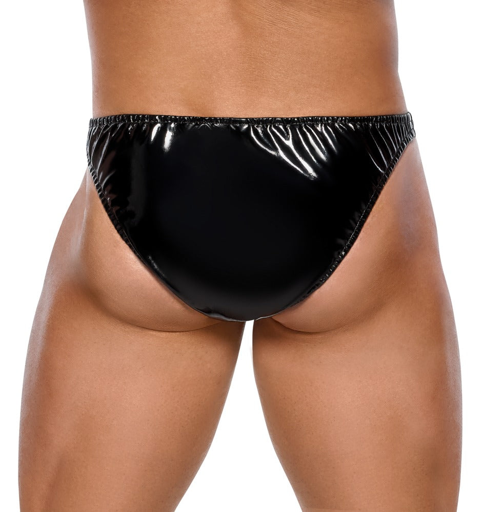 Black Level - Lackslip - Slip mit Streifen-Front und Zipper