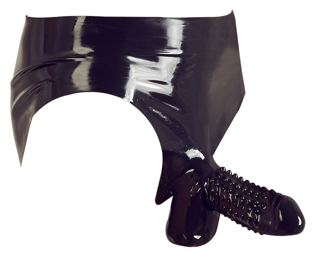 Late X - Latex Herren Slip mit genoppter Penishülle