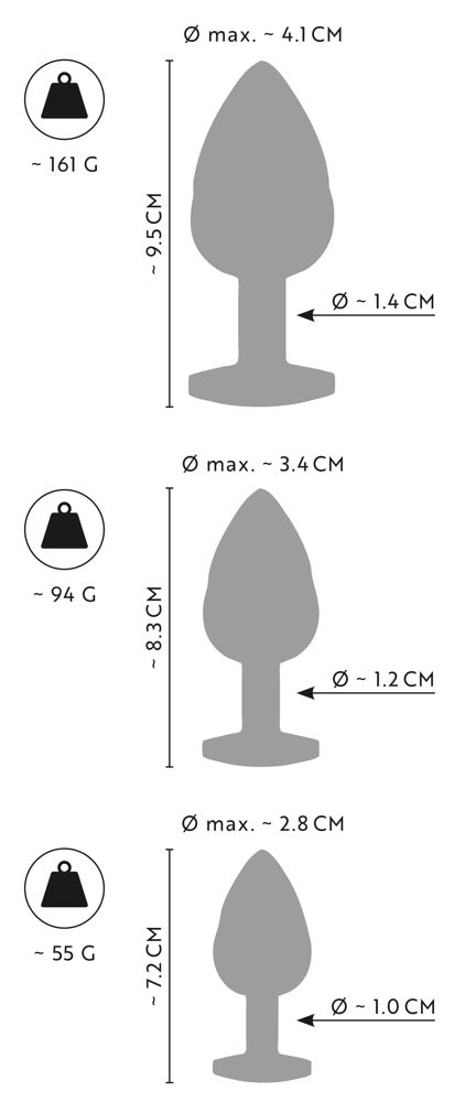 ANOS - Analplug-Set aus Metall mit Schmucksteinen