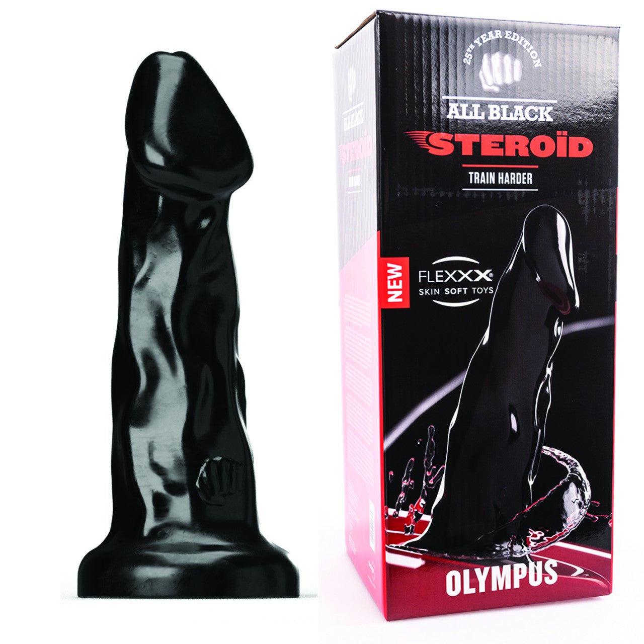 All Black - Gerippter XXL-Dildo