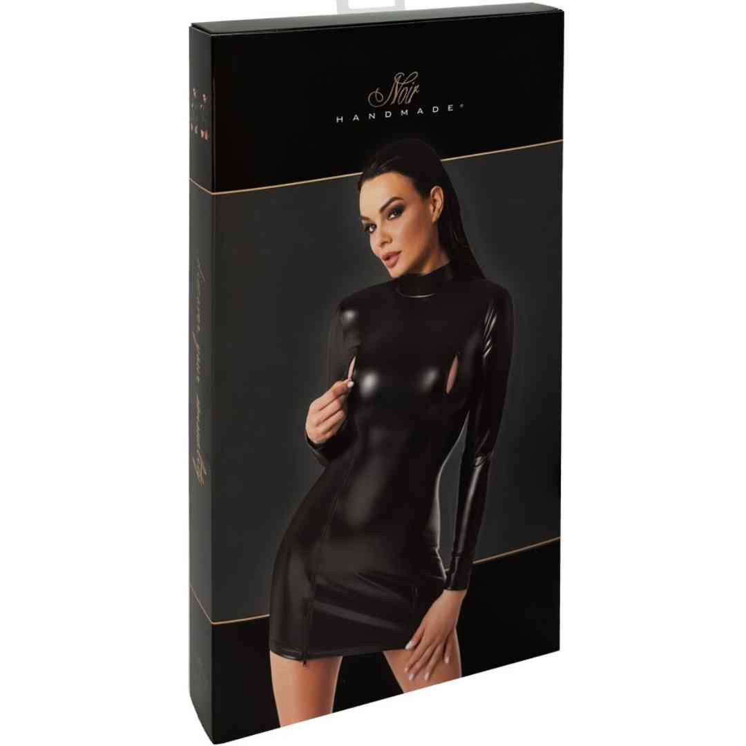 Schwarzes Langarm-Minikleid