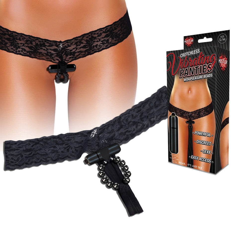 Hustler - Vibrating Panties With Pleasure Beads Black