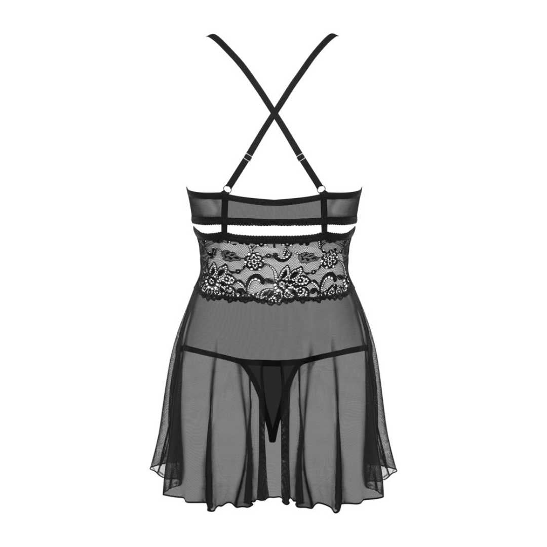 Babydoll und String im schwarz-transparentem Set