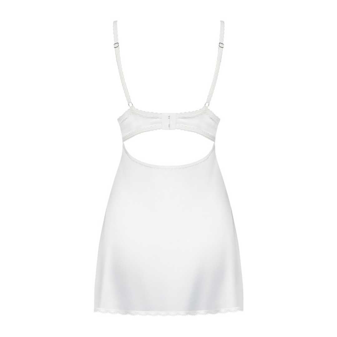 Negligé plus String aus Satin und Spitze