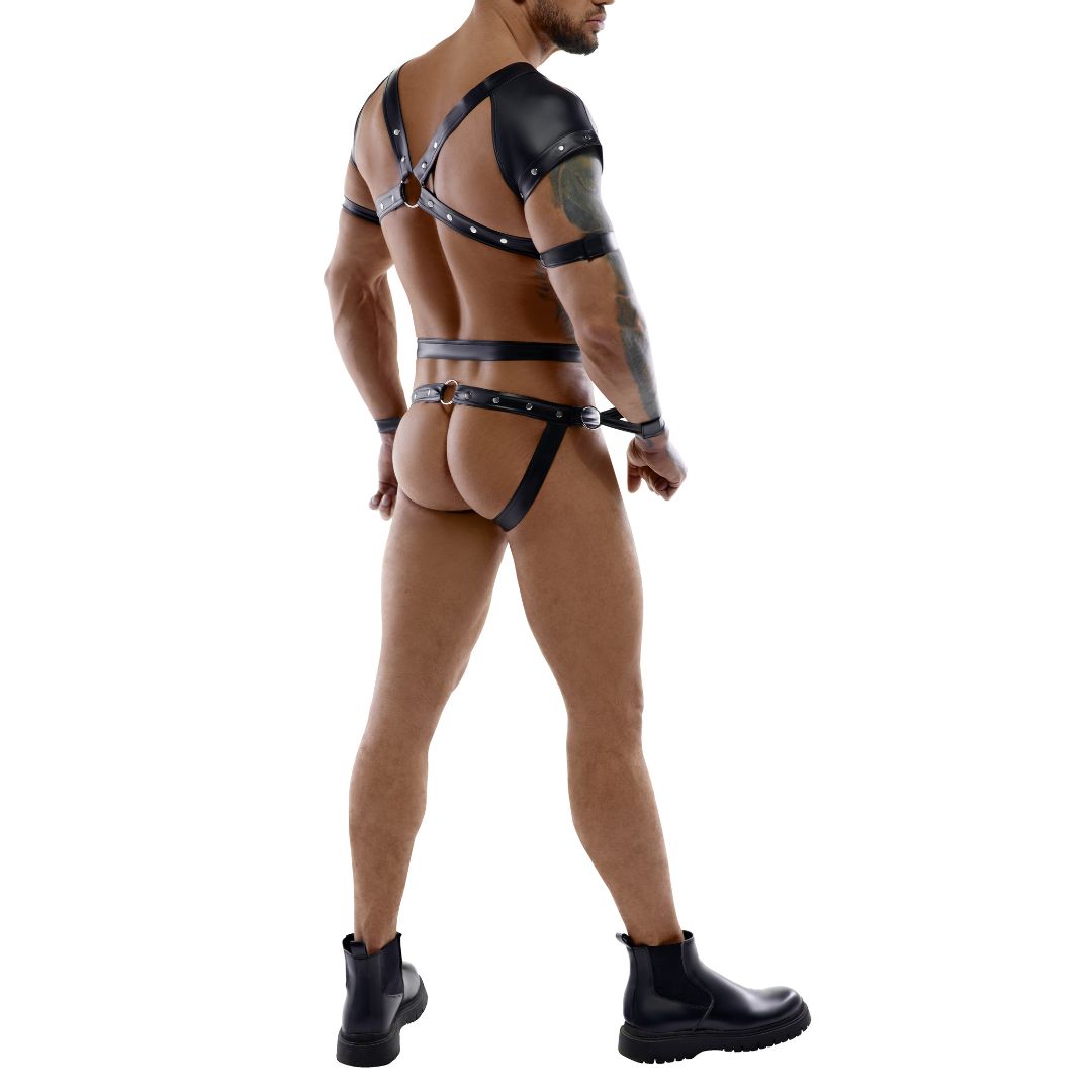 Body in Harness-Optik mit 4 abnehmbaren Fesseln