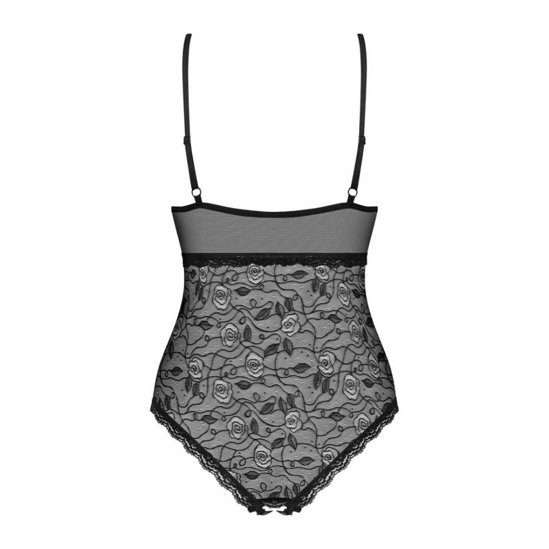 Sexy Body ouvert mit Rosenmuster