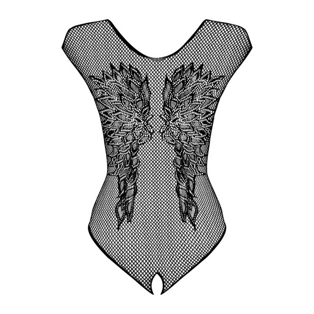 Body ouvert aus elastischem Netzstoff mit frechem Design