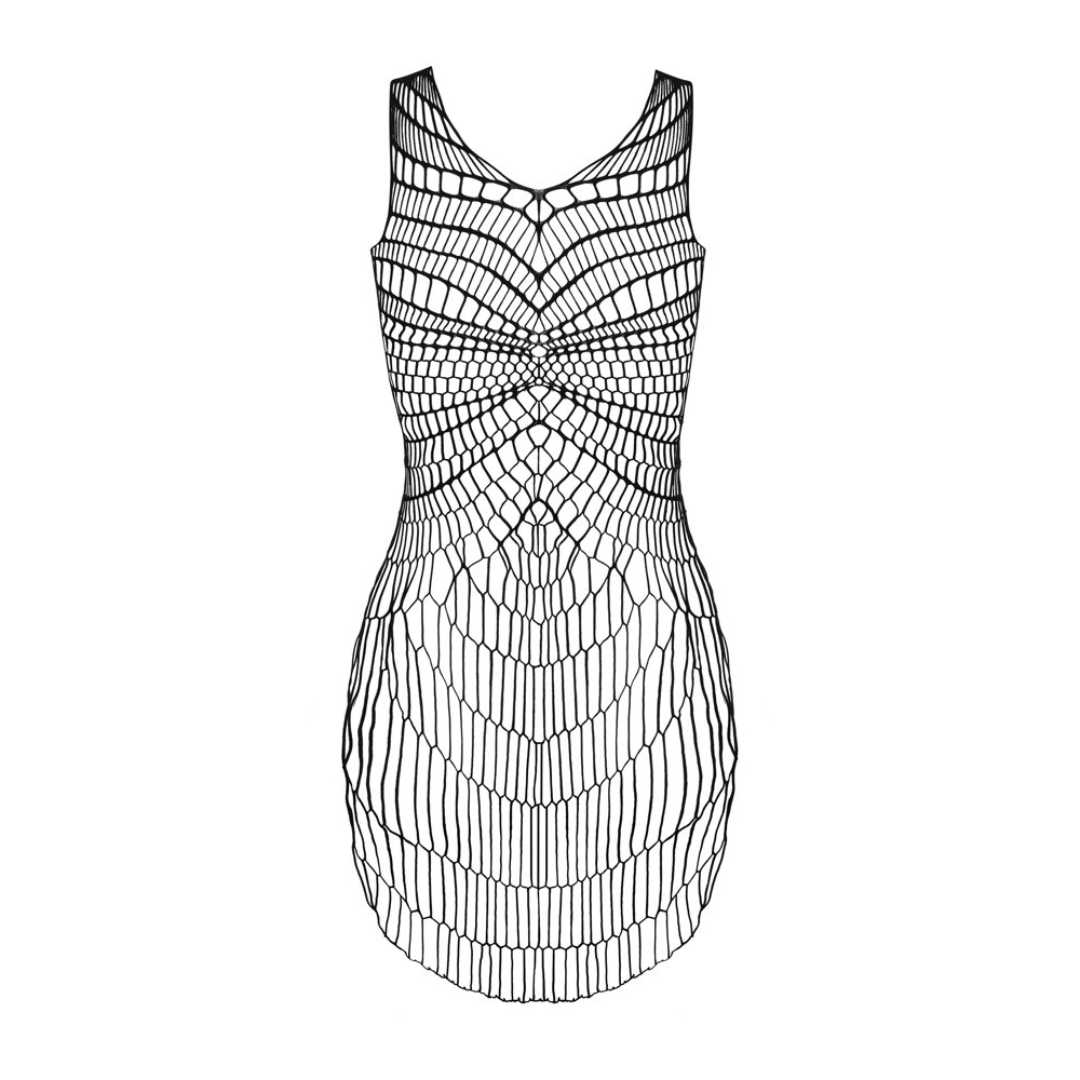 Netzkleid aus grobmaschigem Material mit geometrischem Muster