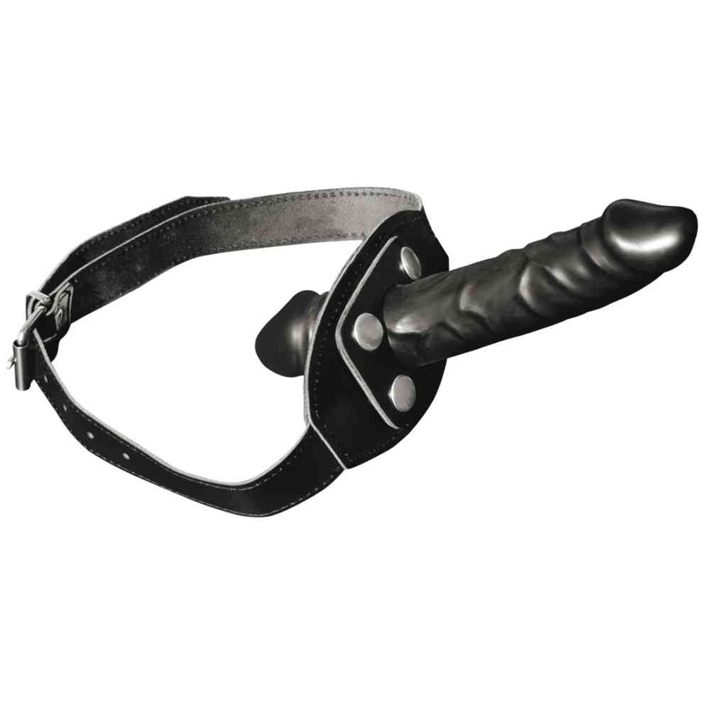 Mund-Knebel mit abnehmbarem Dildo schwarz