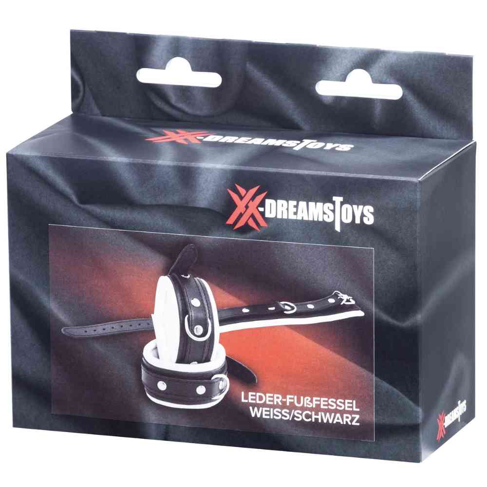 Leder-Fußfessel weiss/schwarz