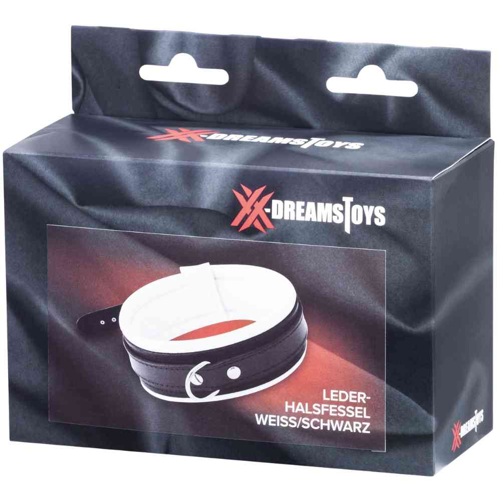 Leder-Fessel weiss/schwarz