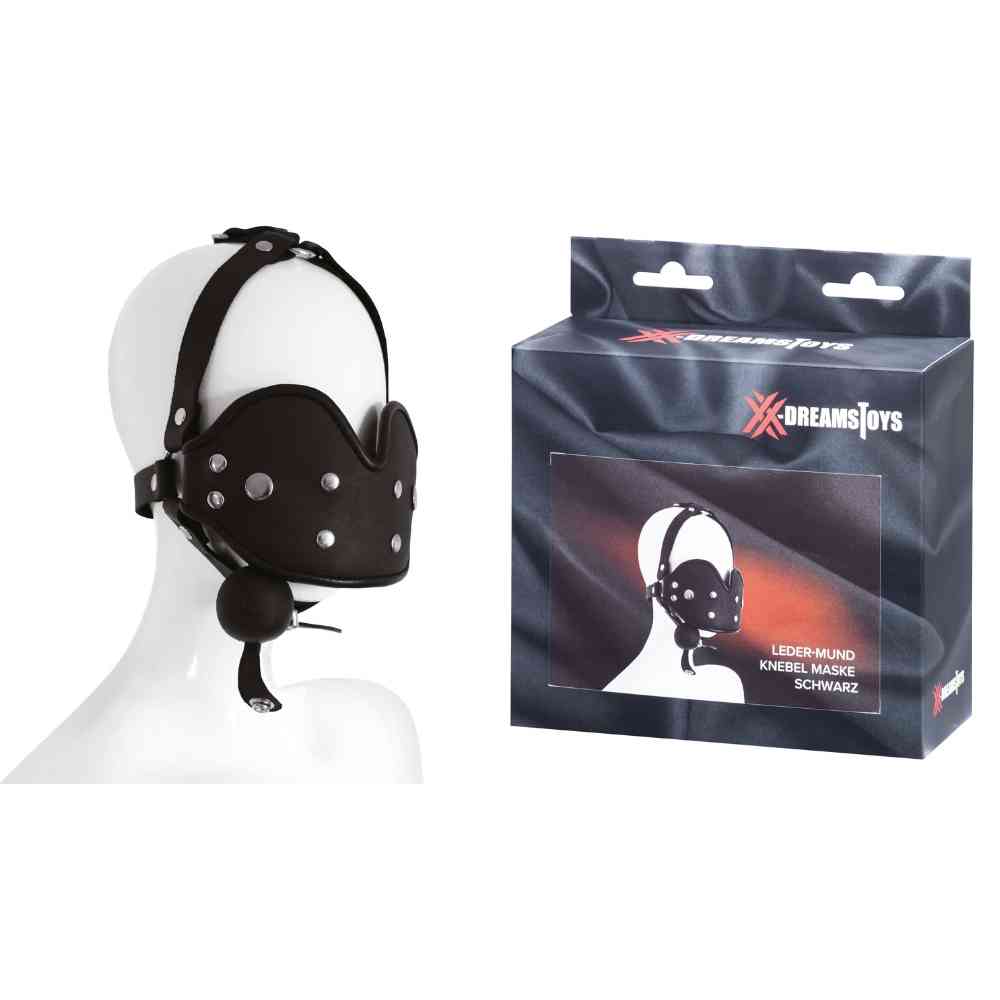 Leder-Mund Knebel Maske schwarz