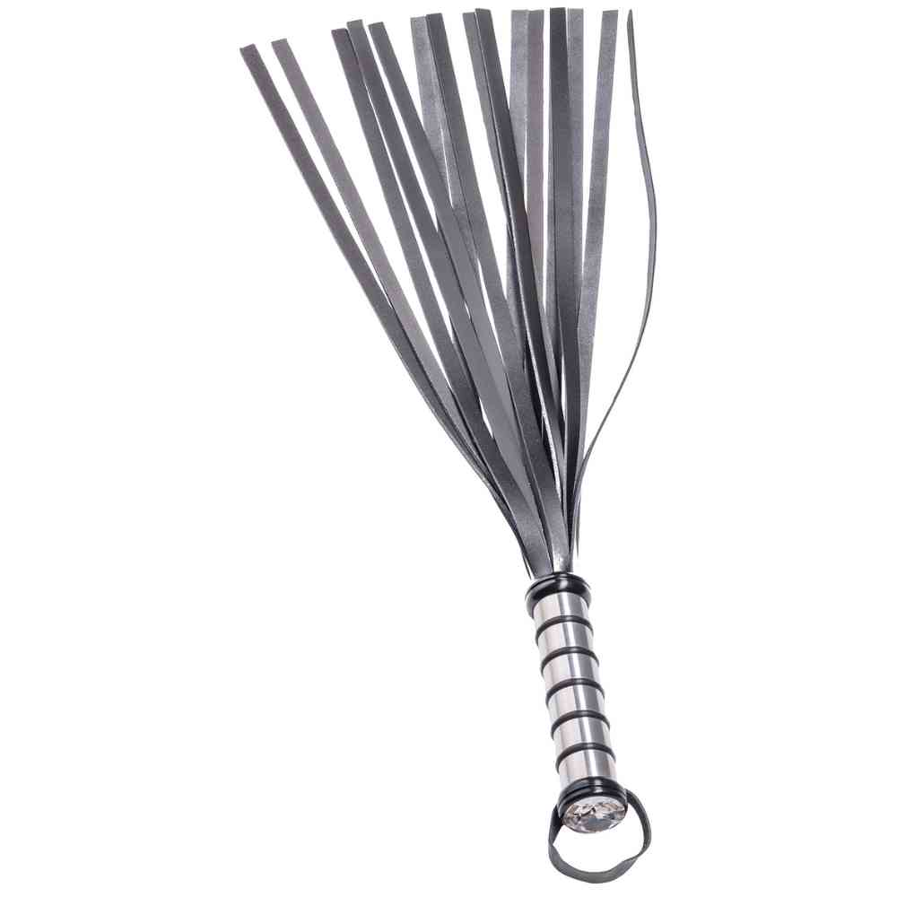 Lederpeitsche mit Alu-Griff