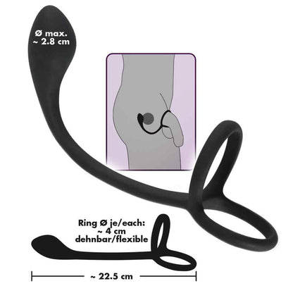 Penis- und Hodenring mit Analplug: Cock & ball ring with butt plug