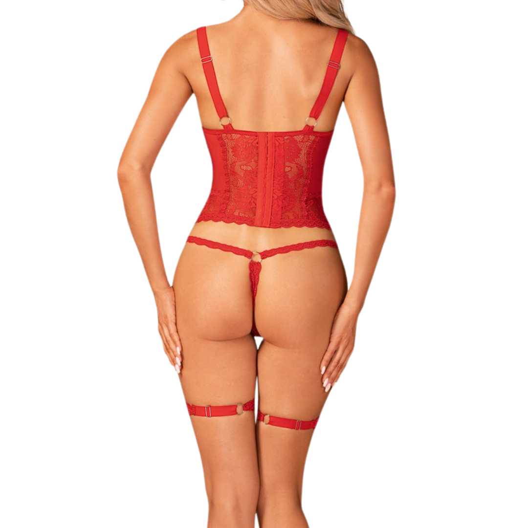 Korsett "Belovya" aus zarter Spitze mit abnehmbaren Strumpfbändern