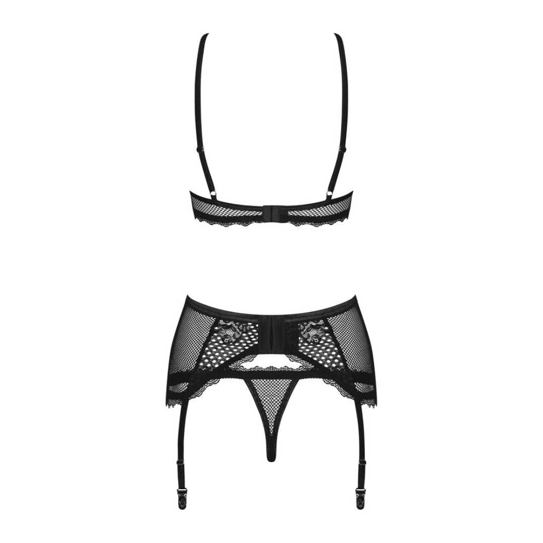 Soft-BH, Strapsgurt & String im Netz-Optik mit Spitzen-Details