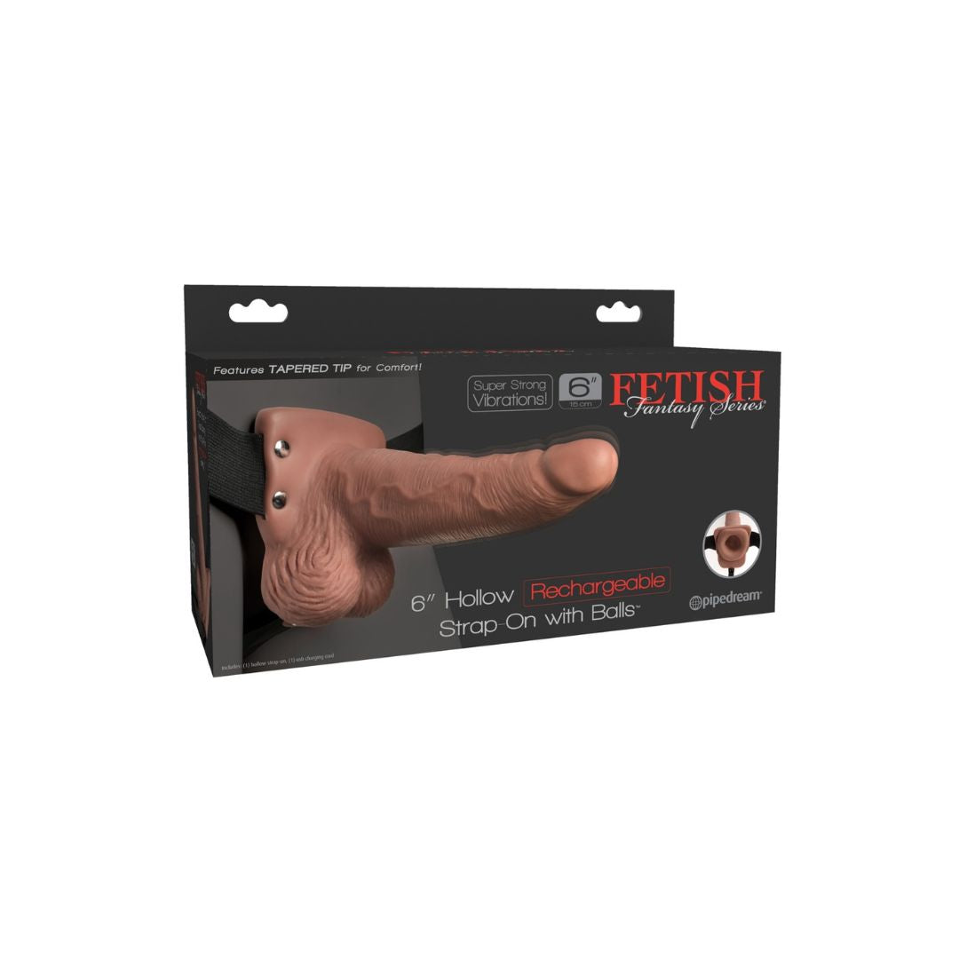 Umschnallvibrator „Strap-on 6" Hollow Rechargeable Strap-on with balls“ - OH MY! FANTASY