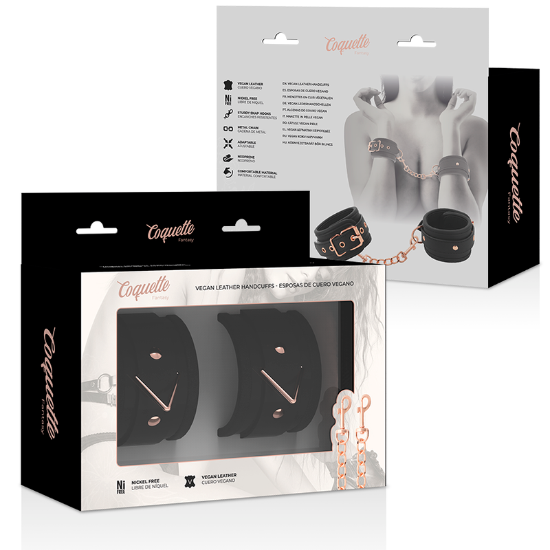 Coquette - Fantasy-Handschellen aus veganem Leder mit Nopren-Futter