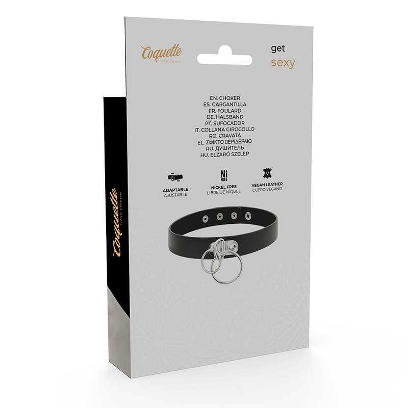 Coquette - Doppelring-Halsband aus veganem Leder
