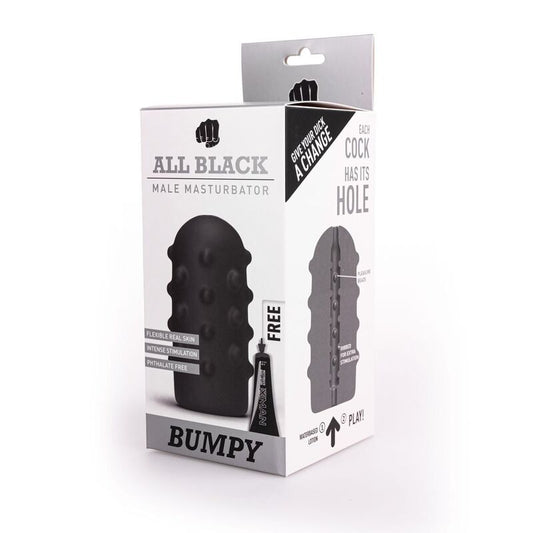 All Black - Realistischer Vibrator mit genoppter Struktur