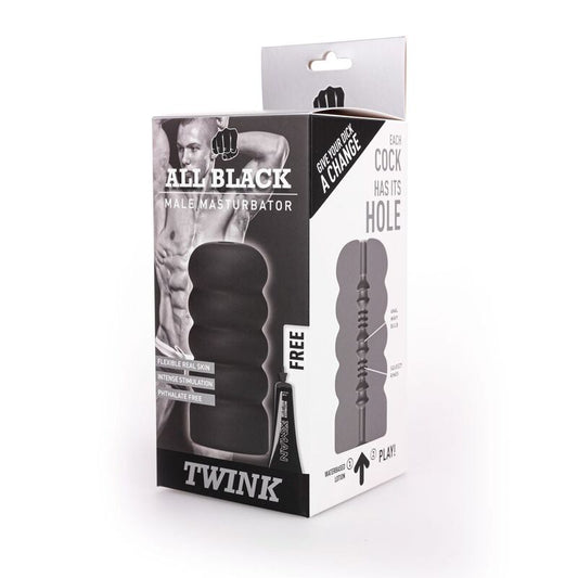 All Black - Spiralstruktur-Masturbator mit ergonomischem Griff