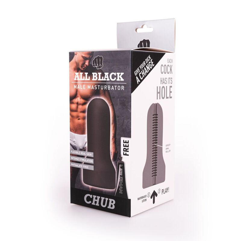 All Black - Realistischer Masturbator mit glatter Außenseite