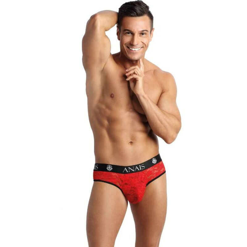 Anais Men - Brave - Herren-String mit roter floraler Spitze