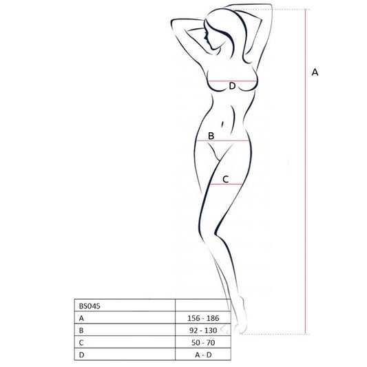 Passion - Netz-Body mit Schrittöffnung und Stickerei