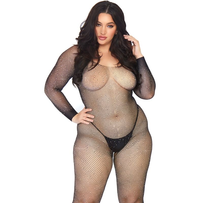 Leg Avenue - Kristallisierter Langarm-Netz-Body