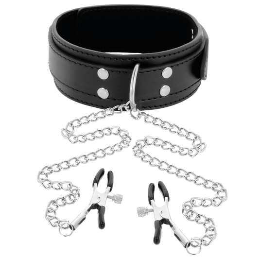 Darkness - Halsband mit Nippelklammern
