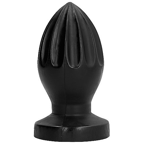 All Black - Buttplug mit tiefen Rillen und glatter Oberfläche