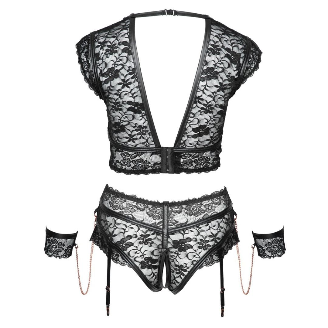 BH plus Straps-Slip ouvert mit Handfesseln - OH MY! FANTASY