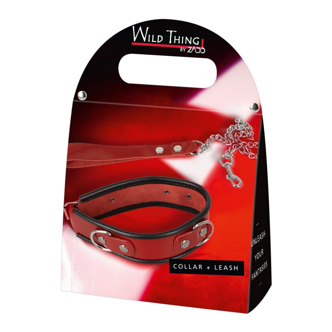 Halsfessel plus Leine aus rotem Lackleder - OH MY! FANTASY