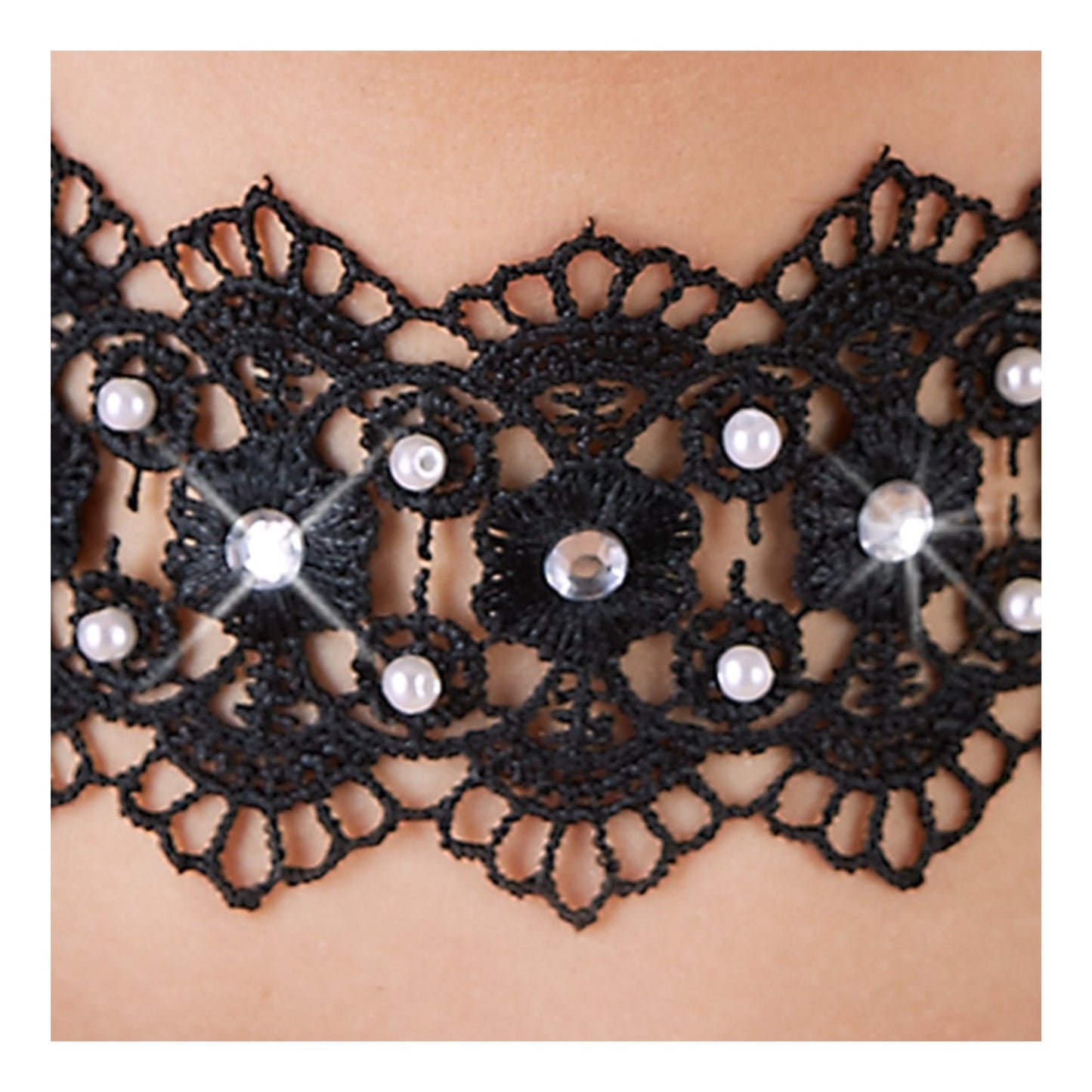 Spitzen-Halsband mit Perlen und Strass - OH MY! FANTASY
