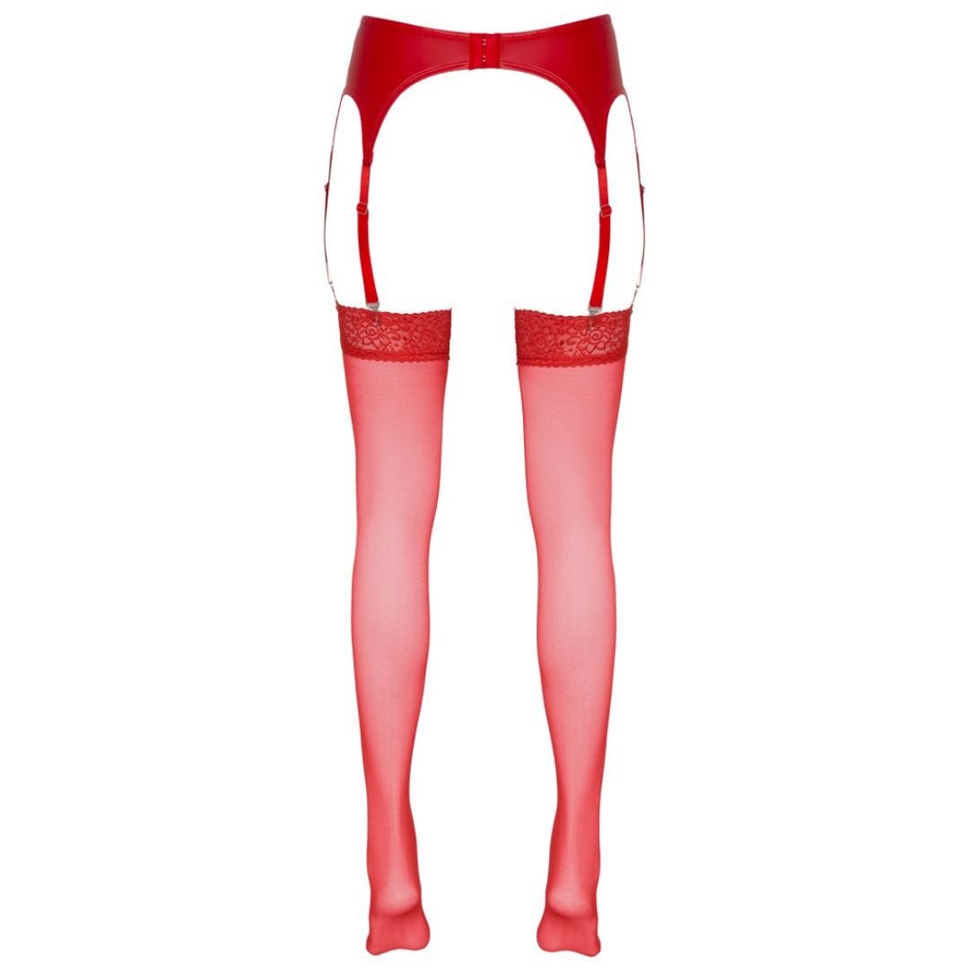 Straps-Strümpfe mit rotem Spitzenrand - OH MY! FANTASY