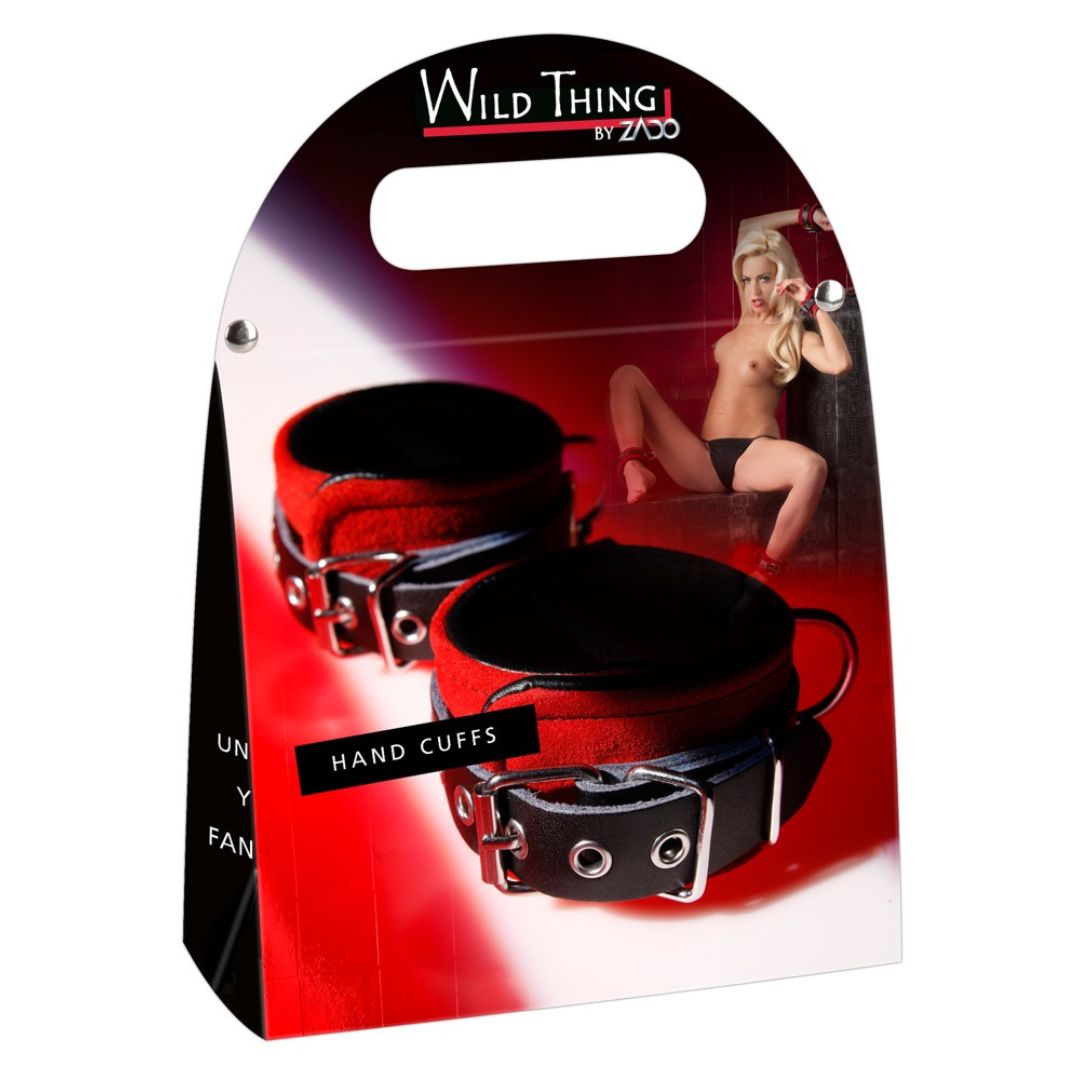 Handfessel aus rotem Veloursleder, mit abnehmbarer Kette - OH MY! FANTASY