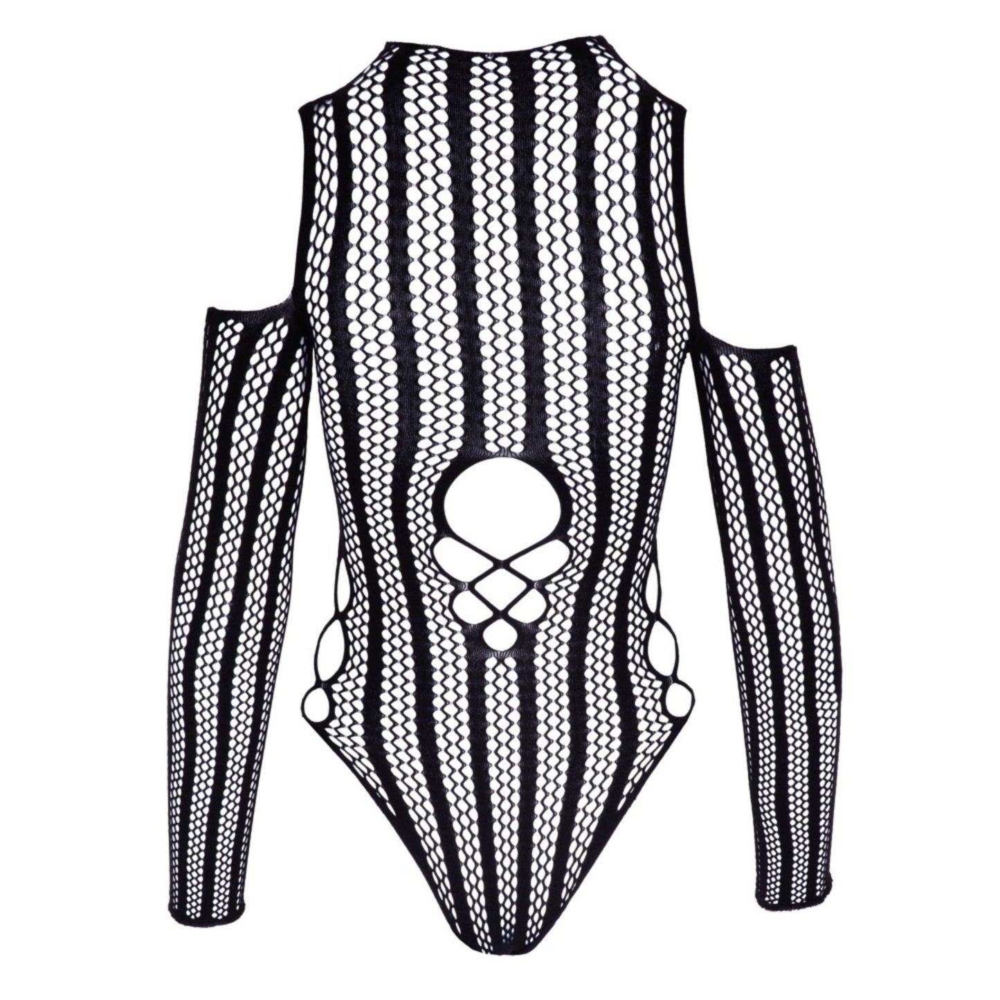 Schulterfreier Langarm-Netzbody mit Streifen-Optik - OH MY! FANTASY