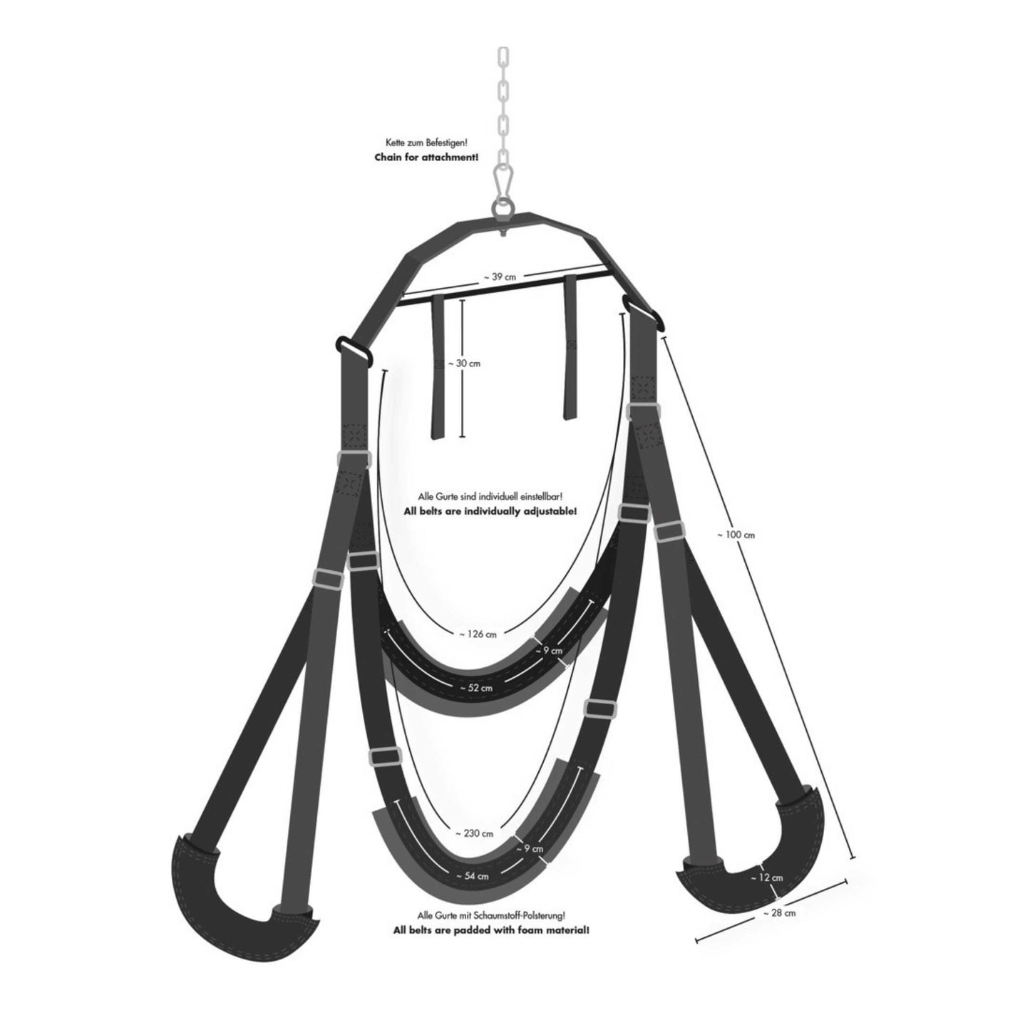 Liebesschaukel "Loveswing" plus Augenmaske & Peitsche bis 100kg - OH MY! FANTASY