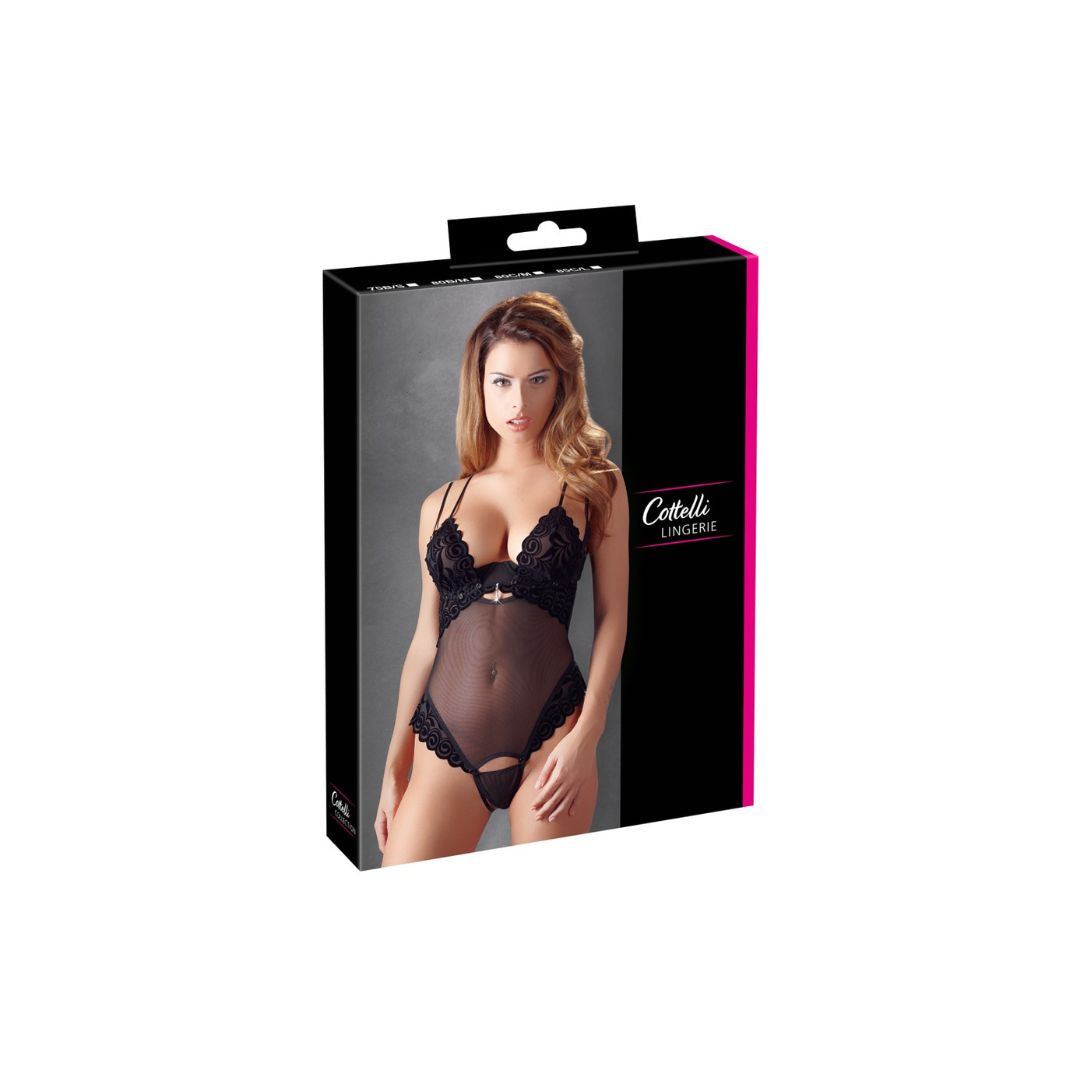 Stringbody im Flockprint mit abnehmbaren Cups - OH MY! FANTASY