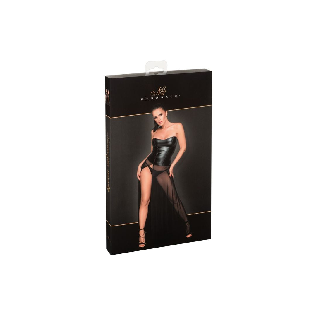 Maxikleid im Wetlook mit Powernet und Carmen-Ausschnitt - OH MY! FANTASY