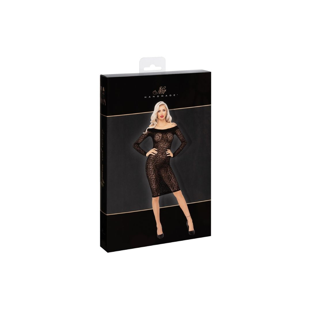 Langarmkleid mit Carmenausschnitt und Leoprint - OH MY! FANTASY